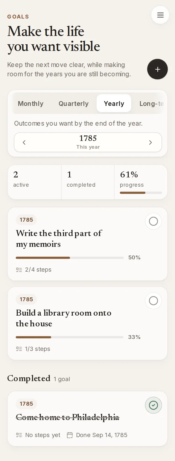 Dogood on a phone: Goals